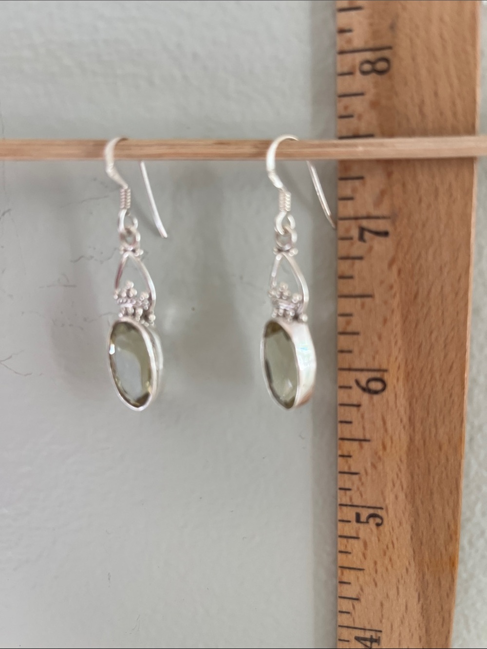 Faced Lemon Quartz Sterling Silver Dangle Earrings Gemstone - Picture 5 of 5